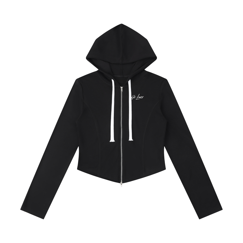 Women's Slim Cropped Full Zip Hoodie