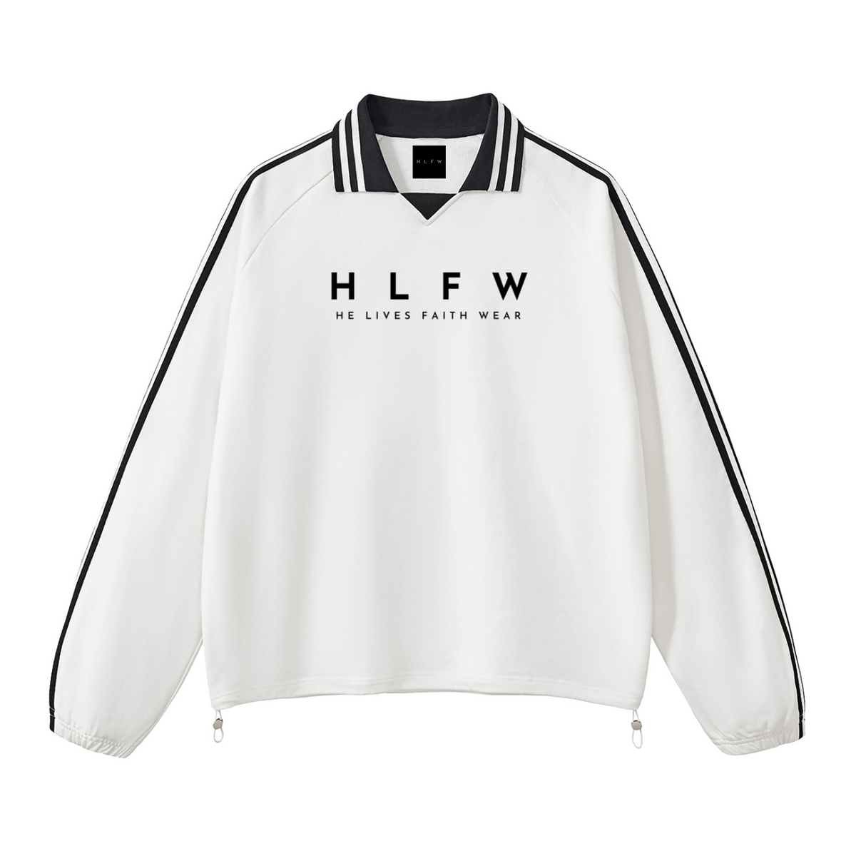 Contrast Striped Lapel Collar Sweatshirt